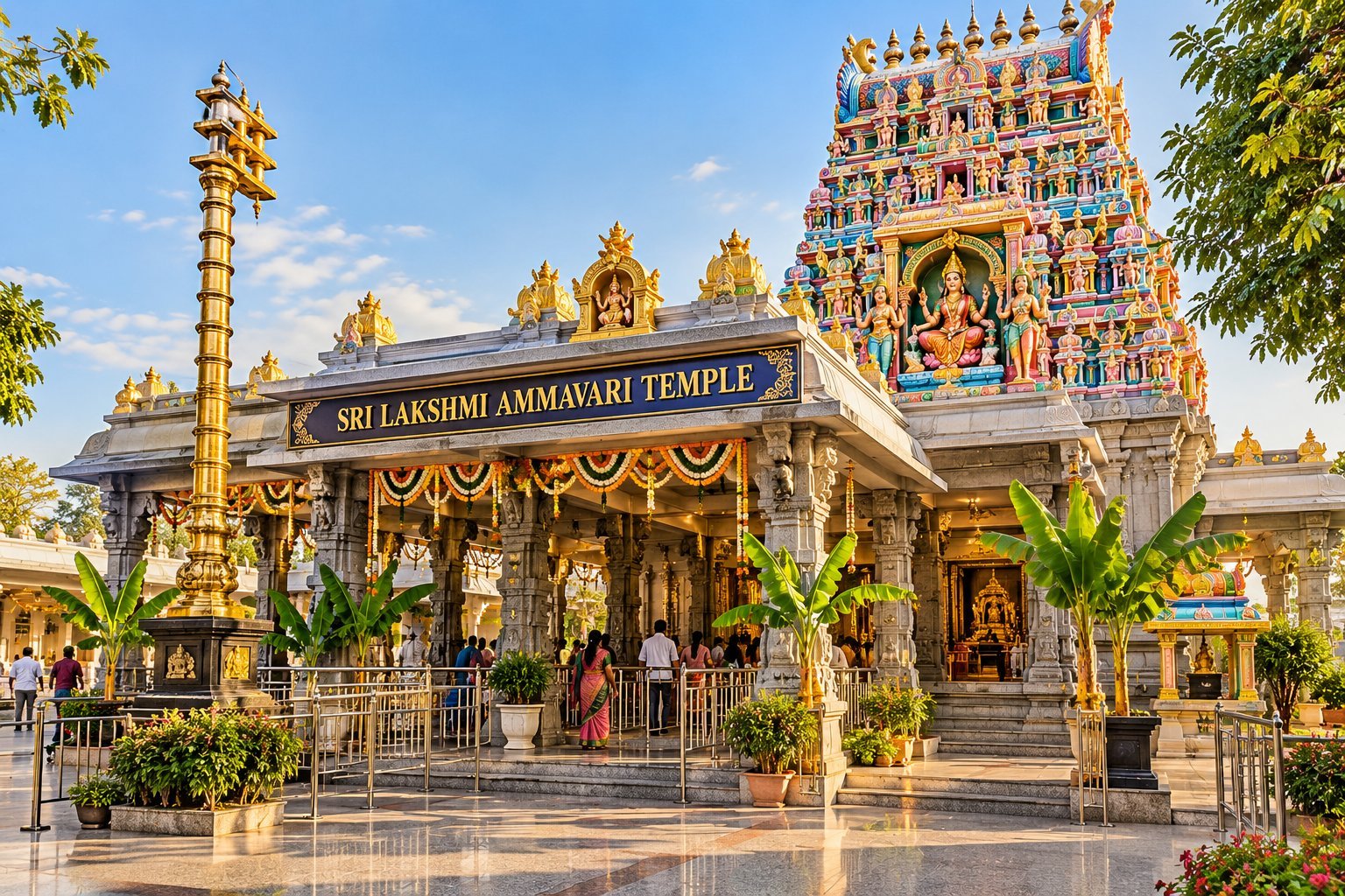 Sri Lakshmi Ammavari Temple with its colourful gopuram